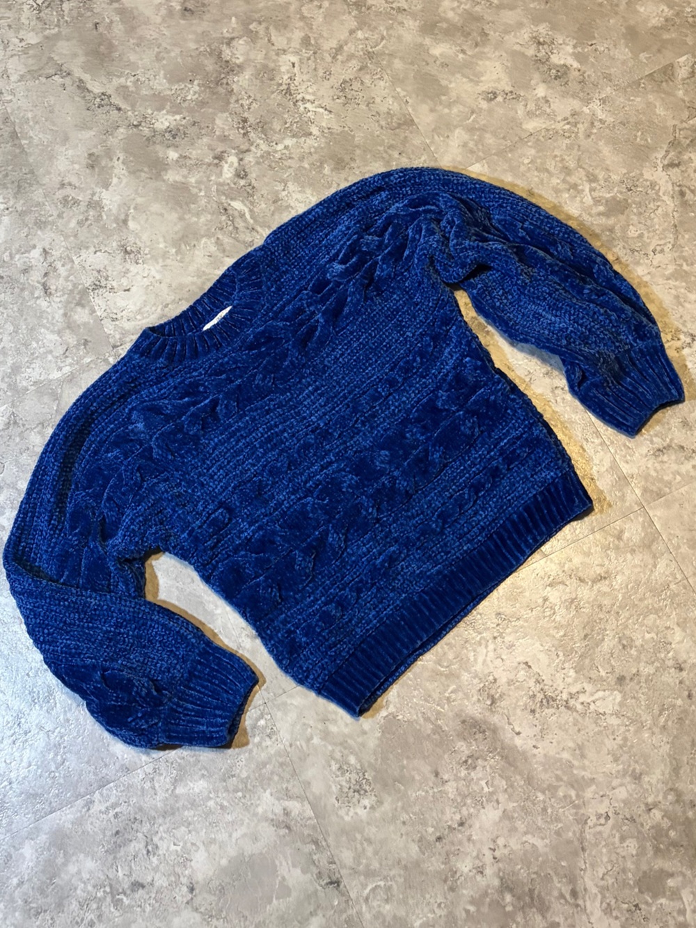 Royal blue chunky knit sweater | cozy cable knit pullover | size small